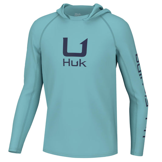 HUK Youth Icon X Hoodie Fishing Shirt with Sun Protection for Kids Marine Blue